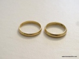 (LR) 2 14K YELLOW WEDDING BANDS. (HIS AND HERS). TOTAL WEIGHT IS 3.72 DWT APPROX. SIZES ARE 7.5 FOR
