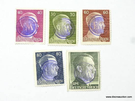 (5) ADOLF HITLER WWII STAMPS.