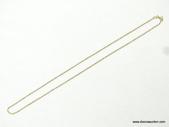 LADIES 14K YELLOW GOLD 18" ROPE NECKLACE, 1.0 GRAMS.