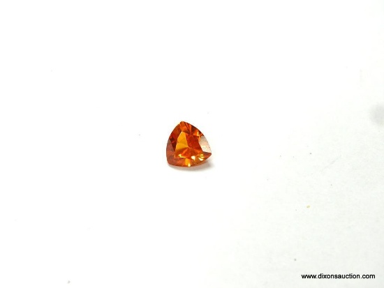 1.46 CT. TRILLION CUT ORANGE GARNET, 7 BY 7 BY 4MM.