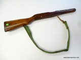 (SC) WOODEN STOCK REPLACEMENT WITH ARMY GREEN SLING STRAP. 28.75