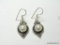 .925 STERLING SILVER 1 1/8'' BEAUTIFUL WHITE DETAILED PEARL EARRINGS (RETAILED $49.00)