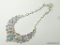 .925 STERLING SILVER 18'' GORGEOUS RAINBOW PINK AUSTRALIAN TRIPLE OPAL WITH FACETED WHITE TOPAZ