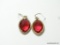 1 2/8'' FACETED RUBELLITE AND WHITE TOPAZ WITH GOLD TONE TRIM EARRINGS (RETAIL $49.00)