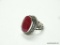.925 STERLING SILVER GORGEOUS LARGE DETAILED AFRICAN FACETED RED RUBY RING SIZE 7.75 (RETAIL $79.00)
