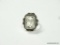 .925 STERLING SILVER FACETED DETAILED WHITE TOPAZ SIZE 7.75 (RETAIL $59.00)