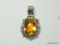.925 STERLING SILVER 2.17'' GORGEOUS BRAZILIAN GOLDEN CITRINE FACETED DETAILED PENDANT (RETAIL