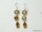 .925 STERLING SILVER 2'' GORGEOUS BRAZILIAN 3 TIER FACETED EARRINGS (RETAIL $69.00)