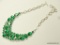 .925 STERLING SILVER 18'' SPECTACULAR DESIGNER FACETED GREEN TOURMALINE NECKLACE WITH TOGGLE CLASP