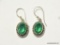 .925 STERLING SILVER 1 1/8'' FACETED DETAILED GREEN TOURMALINE EARRINGS (RETAIL $59.00)