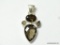 .925 STERLING SILVER 2 1/8'' BEAUTIFUL LARGE FACETED SMOKEY TOPAZ PENDANT (RETAIL $79.00)