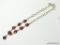 .925 STERLING SILVER 18-220'' GORGEOUS NATURAL AFRICAN RED PEAR SHAPED RUBY NECKLACE WITH TOGGLE