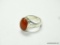 .925 STERLING SILVER GORGEOUS AAA TOP QUALITY CARNELIAN CABOCHON WIDE SILVER BAND RING SIZE 8.5