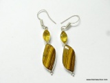 .925 STERLING SILVER 1.5'' GOLDEN BROWN TIGER & CITRINE ACCENT EARRINGS (RETAIL $49.00)