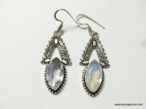 .925 STERLING SILVER 1.5'' DETAILED FACETED OPALITE EARRINGS (RETAILED $50.00)