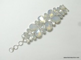 .925 STERLING SILVER 7-8'' LARGE DESIGNER RHODIUM PLATED FACETED BEAUTIFUL OPALITE BRACELET (RETAIL