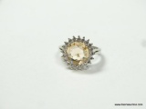 .925 STERLING SILVER AAA FACETED MORGANITE AND WHITE TOPAZ RING SIZE 6 (RETAILED $69.00)
