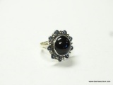 .925 STERLING SILVER BLACK ONYX CABOCHON RING SIZE 7 (RETAIL $59.00)