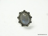 .925 STERLING SILVER DETAILED BLUE FIRE LABRADORITE RING SIZE 8 (RETAIL $79.00)