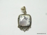 .925 STERLING SILVER 1 1/8'' UNIQUE DETAILED BEAUTIFUL AAA OPAL DENDRITE PENDANT (RETAIL $59.00)