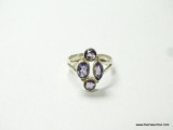 .925 STERLING SILVER UNIQUE DESIGN FACETED AMETHYST RING SIZE 9 (RETAIL $49.00)