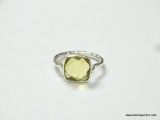 .925 STERLING SILVER UNIQUE FACETED HAMMERED CITRINE RING SIZE 7.5 (RETAIL $59.00)