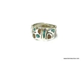 .925 STERLING SILVER TURQUOISE AND CORAL RING