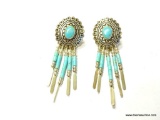 STERLING AND TURQUOISE NATIVE AMERICAN EARRINGS