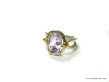 .925 STERLING SILVER AND 18K RING WITH GEM QUALITY AMETHYST
