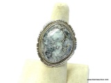 VERY RARE LARGE NATIVE AMERICAN RING WITH WHITE TURQUOISE