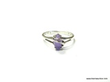 .925 STERLING SILVER AND AMETHYST ARTISAN RING