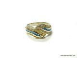 .925 STERLING SILVER BLUE AND WHITE SAPPHIRE RING