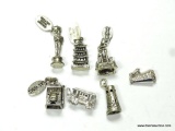 BAG OF .925 STERLING SILVER CHARMS. INCLUDES DISNEY WORLD, WATCHTOWER GRAND CANYON, OSCAR, PAGODA,