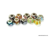 10 PANDORA ART GLASS BEADS .925. FOR CHARM BRACELET.