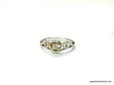 .925 AND WHITE TOPAZ HEART RING