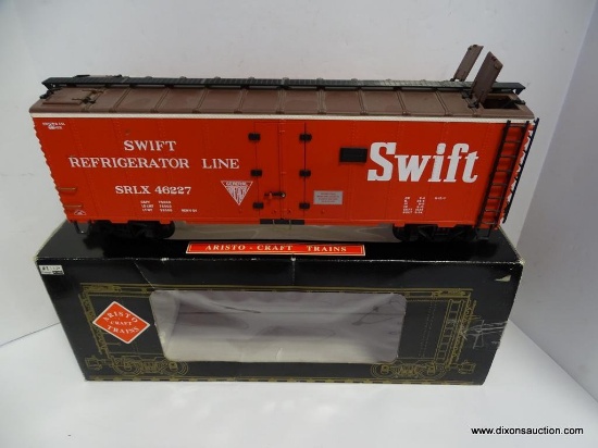 (H2) ARISTO CRAFT TRAINS STEEL REEFER CAR ART-46227. SWIFT MEAT COMPANY. #1 GAUGE.