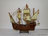 (S2) PINTA WOOD MODEL SHIP. 11.5