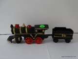 (S2) CAST IRON LOCOMOTIVE AND TENDER. LOCOMOTIVE IS APPROX. 7.5