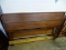 DANISH MODERN STYLE MAHOGANY QUEEN SIZE BED. HAS HEADBOARD AND FOOTBOARD BUT NO RAILS: 62