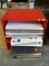 FILE BOX WITH 3 BINDERS OF BASEBALL COLLECTOR CARDS: CAL RIPKEN JR. NOLAN RYAN. JOHN BENCH. PETE