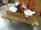 WOODEN SHELF WITH CUT OUT PAINTED DUCKS: 24