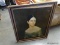 FRAMED PRINT ON CANVAS OF A PORTRAIT OF A 19th CENTURY WOMAN. FRAME NEEDS TLC. IN GOLD RUSTIC FRAME: