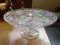 LEAD CRYSTAL ETCHED AND CUT CAKE STAND: 11.5