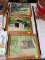 3 FRAMED MOUNTAIN SCENE PHOTOS. 1 OF A CABIN. 1 OF A BARN. 1 OF A STREAM. IN OAK FRAMES: 12