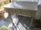VINTAGE DISTRESSED PAINTED 2 DRAWER EMPIRE STYLE VANITY. HAS 2 DOVETAILED DRAWERS WITH OAK