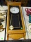 INGRAHAM OAK CASED WALL CLOCK WITH WESTMINSTER CHIME. HAS PENDULUM: 12