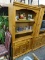 BROYHILL PINE SHELF BOOKCASE WITH 1 DRAWER AND 2 PANELED DOORS. HAS LIGHTED INTERIOR: 36