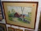 FRAMED WATERCOLOR OF A BARN. SINGLE MATTED. IN CHERRY FRAME: 29