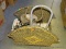 WOVEN KINDLING BASKET. HANGING METAL PLANT HOLDER. BATH MAT. 2 ROLLS OF BURLAP BRAND NEW.