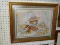 FRAMED AND MATTED PRINT OF TEDDY BEARS. SIGNED EVA FREEMAN. IN OAK FRAME: 22